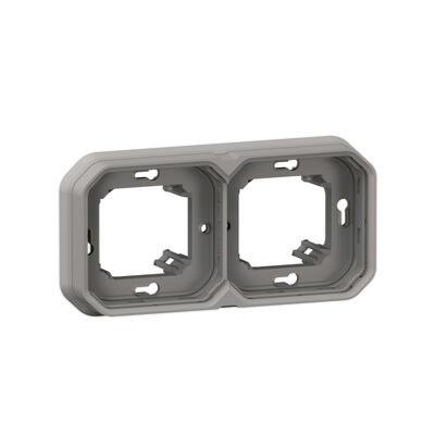 Support plaque encastré 2 postes horizontaux ou verticaux Plexo - Gris